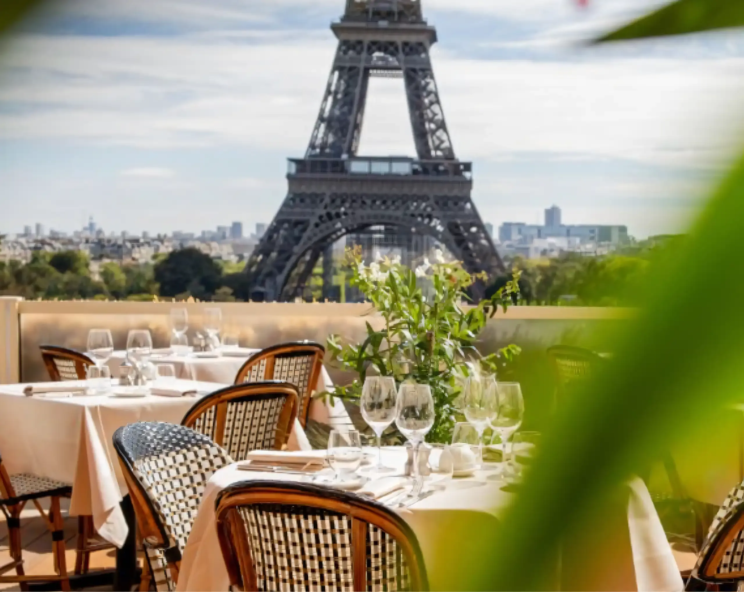 Terrasse paisible du Café de l'Homme au mois d'août